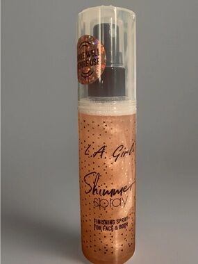 L.A. Girls Shimmer Spray Finishing Face Body Gold 2.7 Fl oz Shiny Legs Bronzer